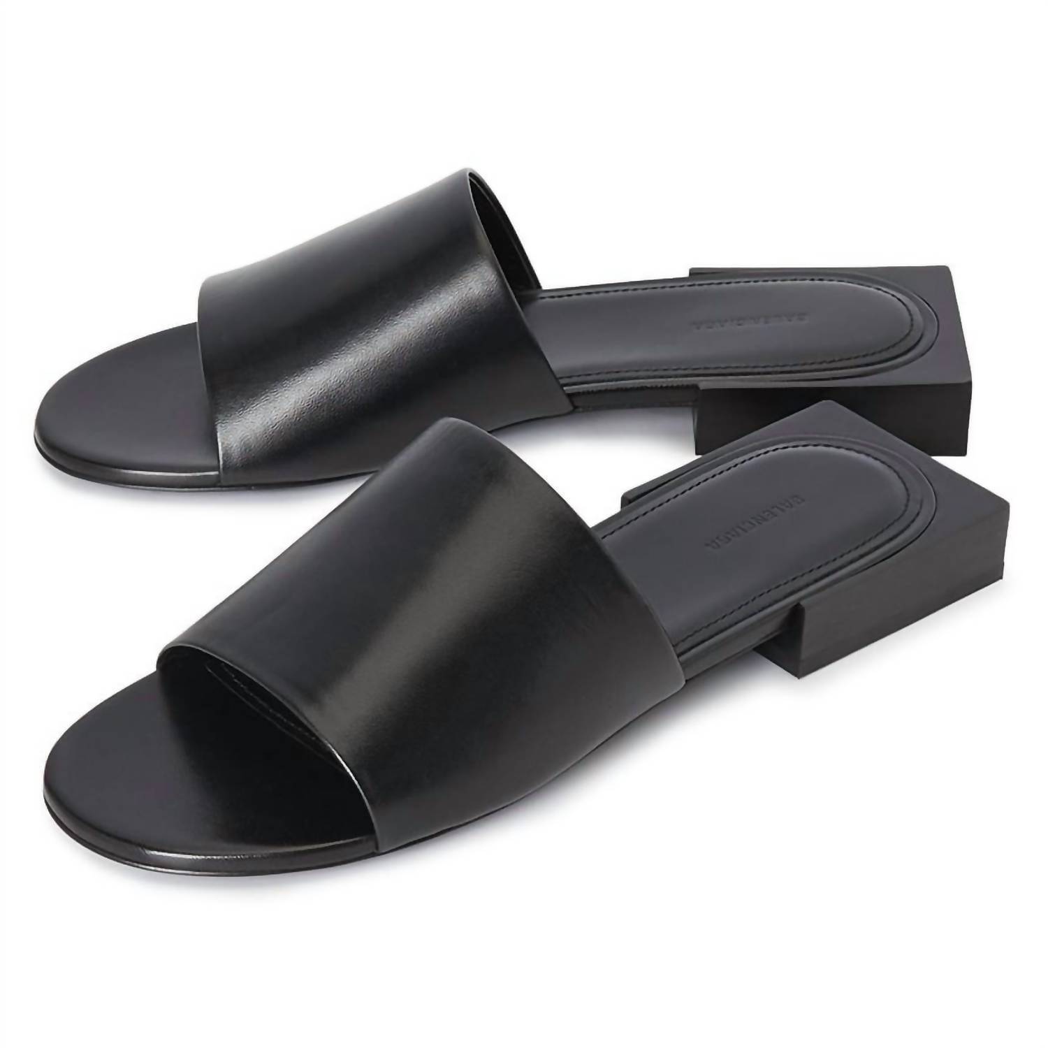 New Balenciaga Womens Logo Box Sandal In BlackWhite